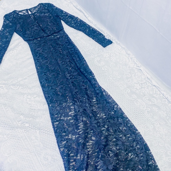 Stunning Women's Bodycon Lace Black Dress Sexy New Years Eve Sequin Gown - Picture 5 of 15